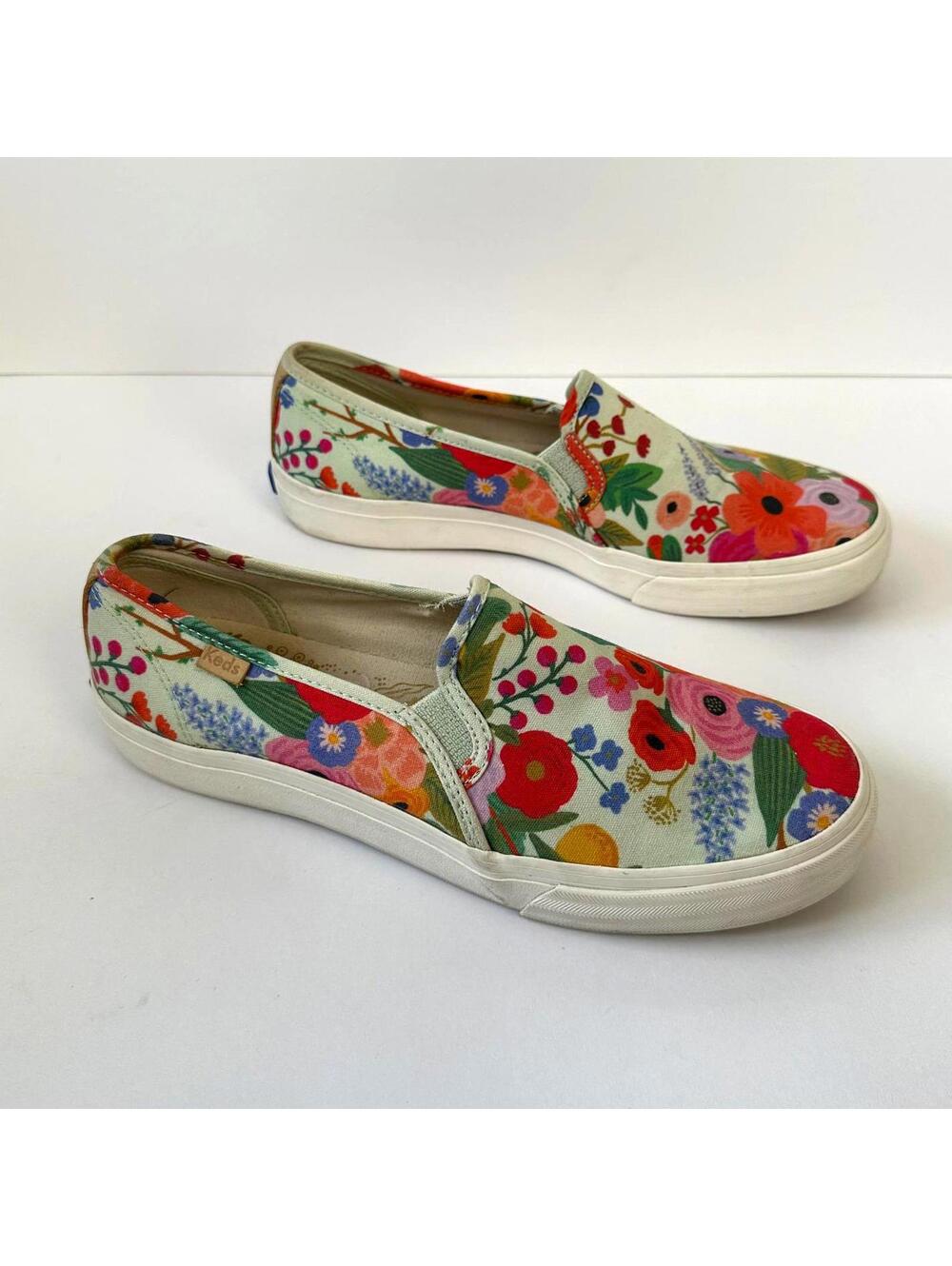 Keds x Rifle Paper Co Floral Slip-On Canvas Sneakers Size 8 Garden Party Bright - Picture 2 of 8